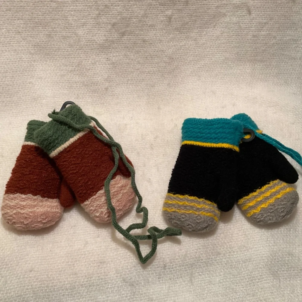 Kids Mittens Two Pairs Faux Fur Lined Multi Colored NWT